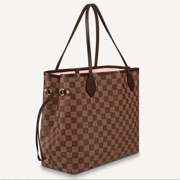 LOUIS VUITTON NEVERFULL DAMIER EBENE ROSE BALLERINE MM TOTE - Picture 2 of 12